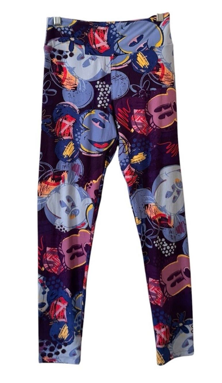 LulaRoe Women Sz OS Leggings Stretch Disney Mickey Mouse Cartoon Vacation Travel